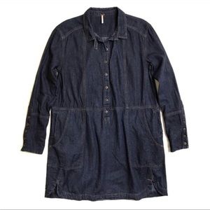 Free People Long Sleeve Denim Dress- Size Large